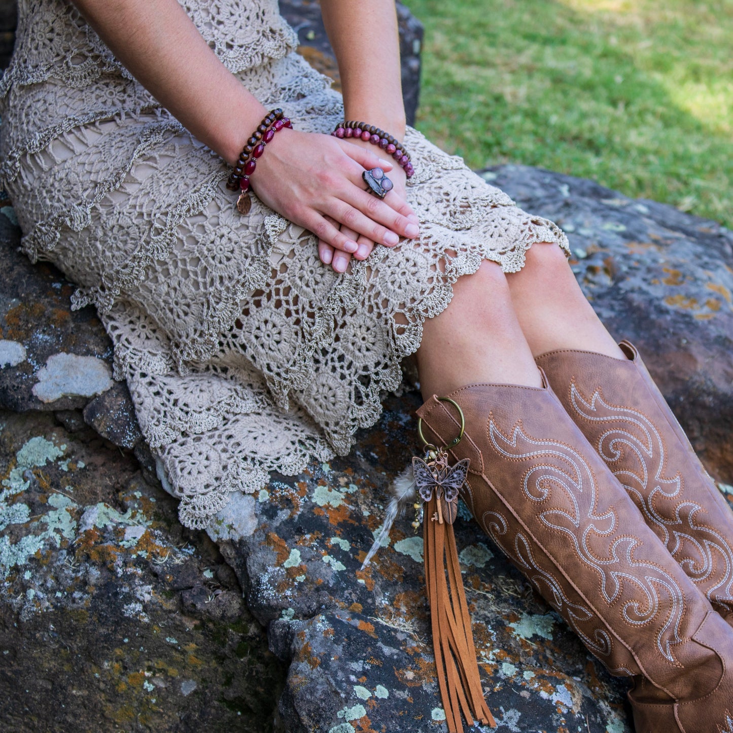 Genuine Rose Quartz Ring in a Copper Setting
