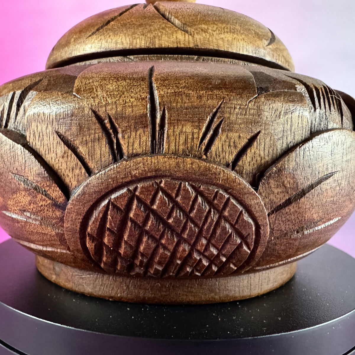 Hand-carved Sunflowers, Wooden, Lidded Trinket Box