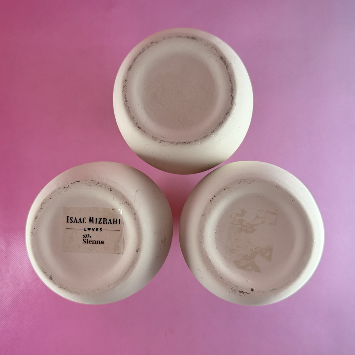Trio Isaac Mizrahi Pink and Cream Vases