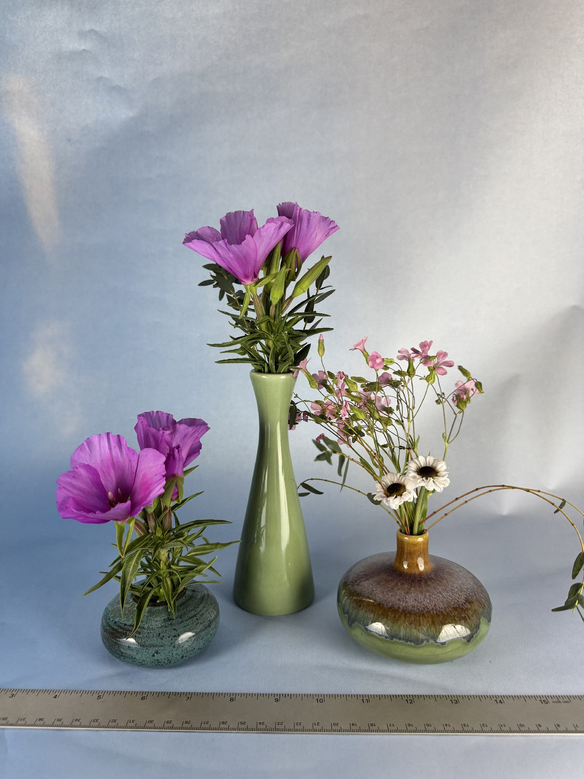 Three Mix and Match Ceramic Bud Vases