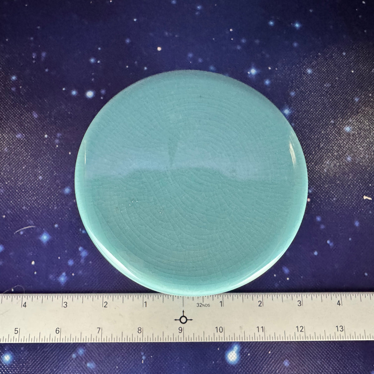 Blue Ceramic Circular Lidded Jewelry Trinket Box