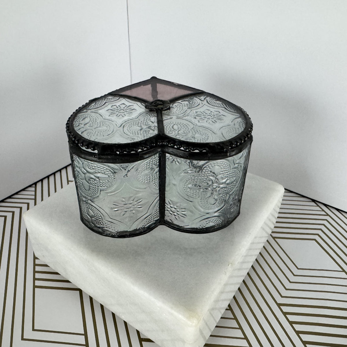 Glass Art Heart-Shaped Keepsake Box