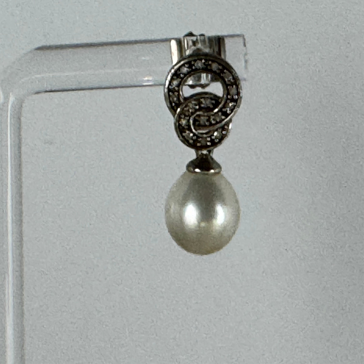 Silver Pearl Drop Earrings with Marcasite Accents