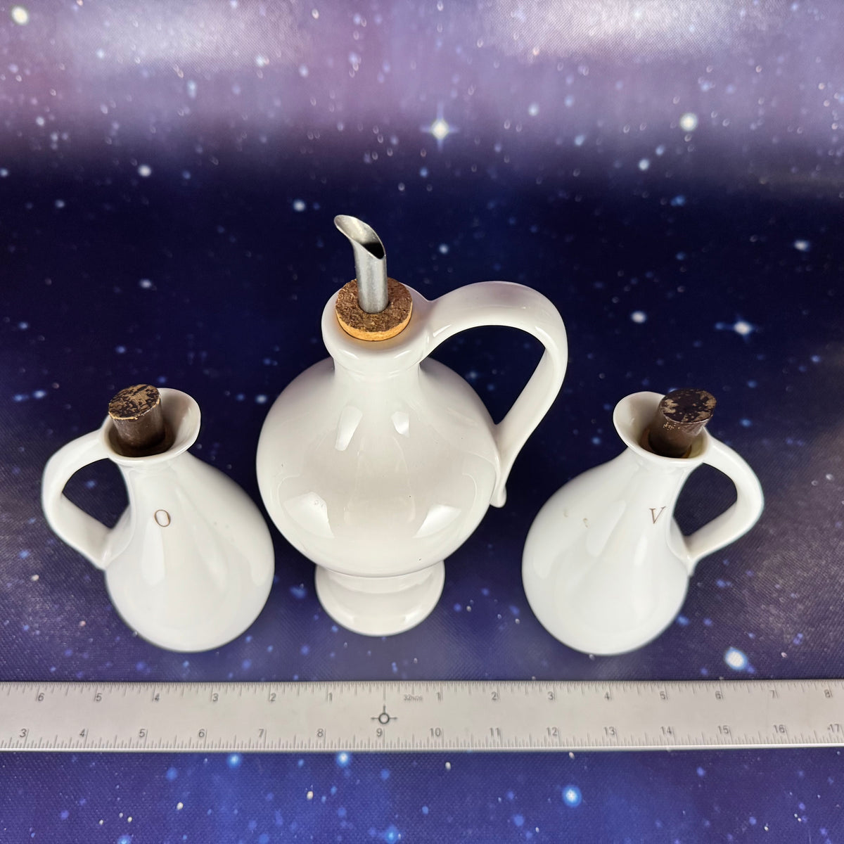 Olive Oil and Vinegar Amphora White Ceramic Vessels