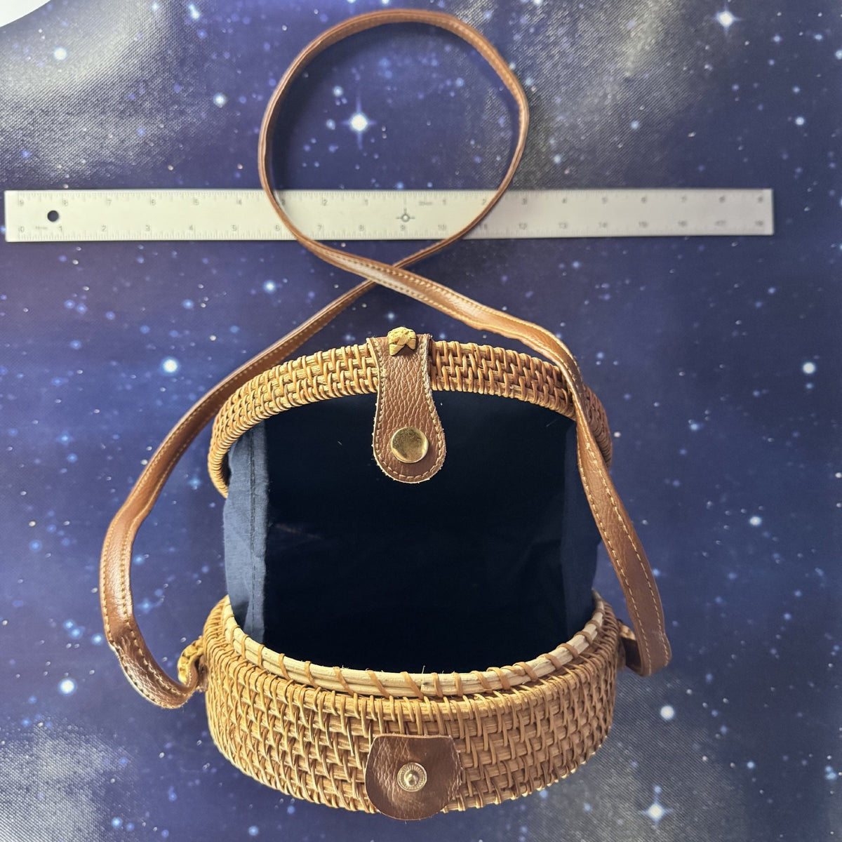 Woven Circular Crossbody Bag