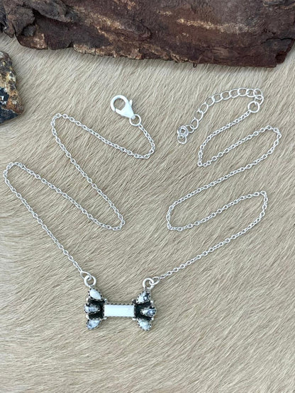 Handmade Sterling Silver White Buffalo Necklace "Signed Nizhoni"