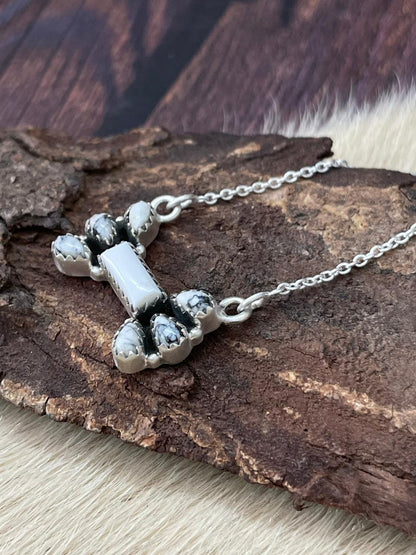 Handmade Sterling Silver White Buffalo Necklace "Signed Nizhoni"