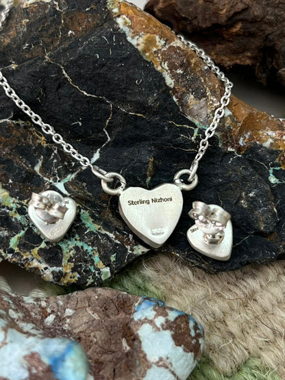 Handmade Sterling Silver Cotton Candy Necklace Earrings Set "Signed Nizhoni"