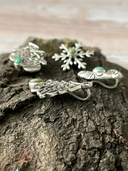 "Christmas Collection" Handmade Sterling Silver Kingman Turquoise Hat Pin" Signed Nizhoni"