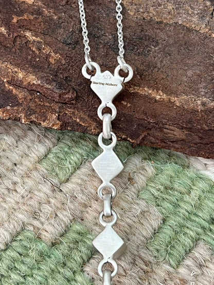 Handmade Sterling Silver White Buffalo Necklace "Signed Nizhoni"
