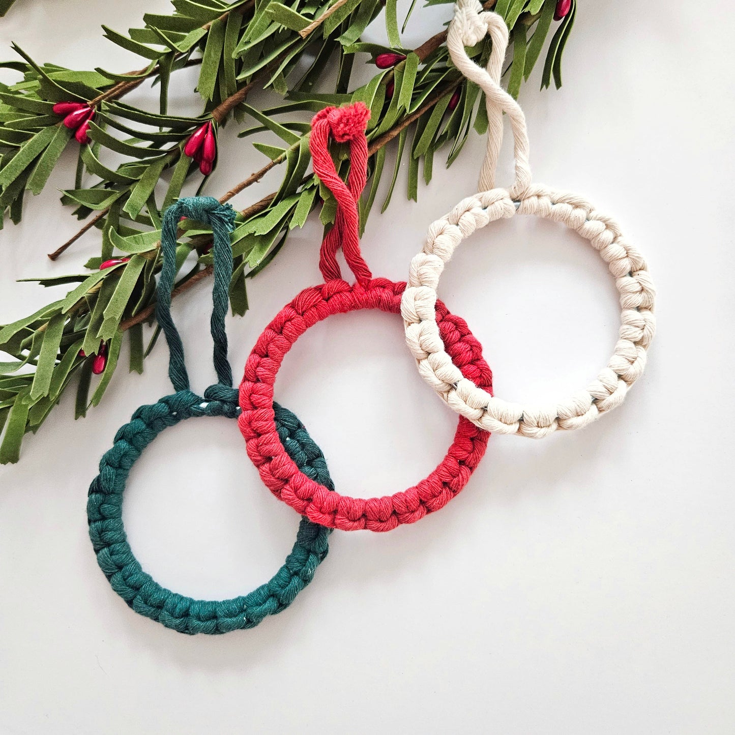 Handmade boho macrame Christmas ornaments