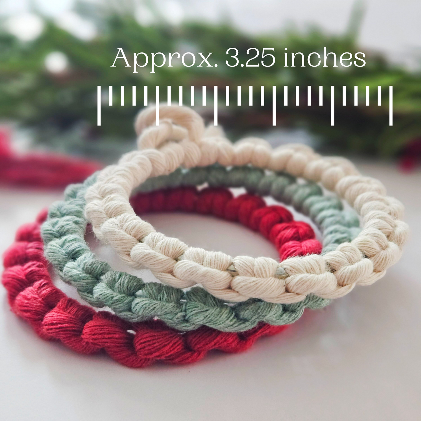 Handmade boho macrame Christmas ornaments