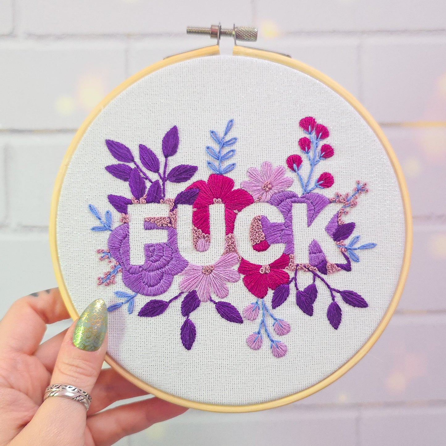 Purple Negative Space FUCK - Embroidery Kit - Beginner Friendly