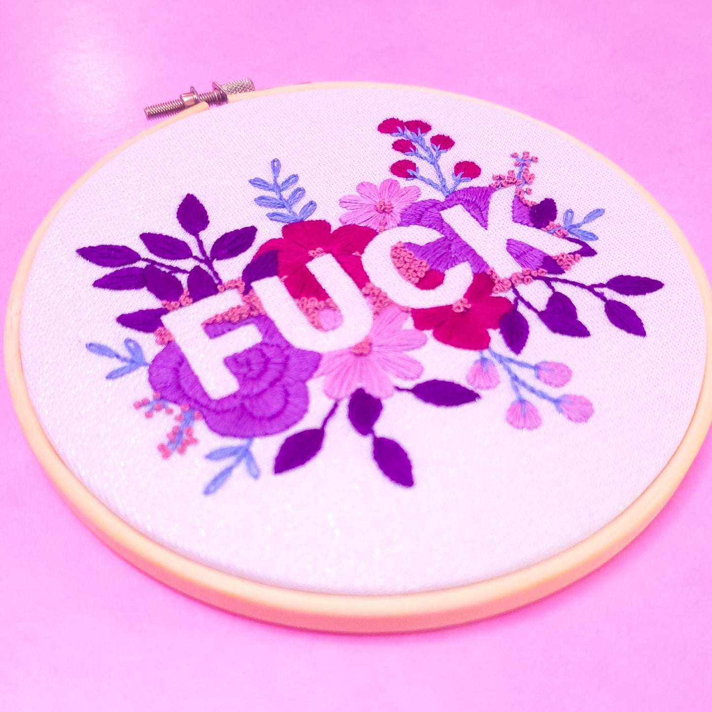 Purple Negative Space FUCK - Embroidery Kit - Beginner Friendly