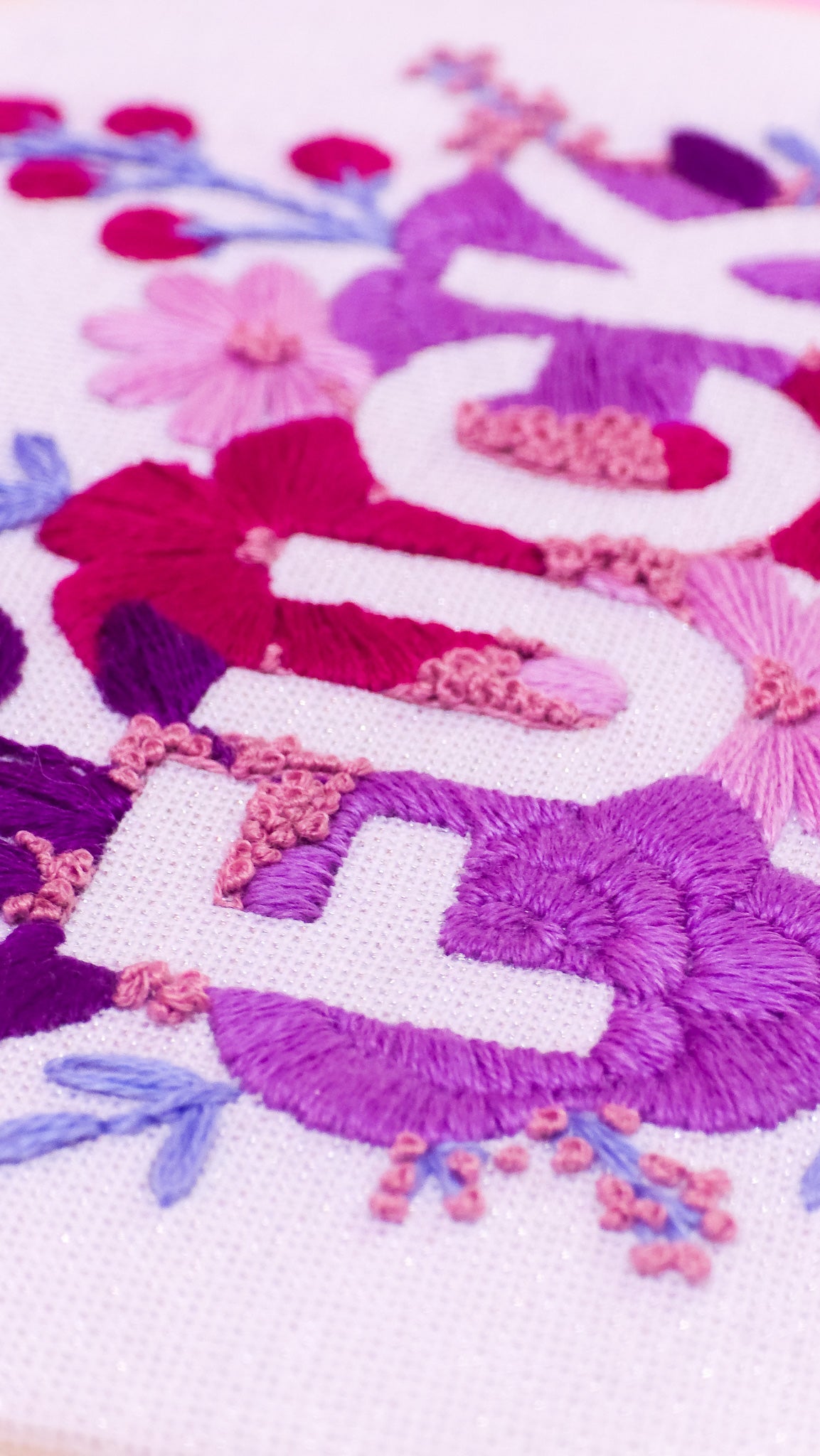 Purple Negative Space FUCK - Embroidery Kit - Beginner Friendly