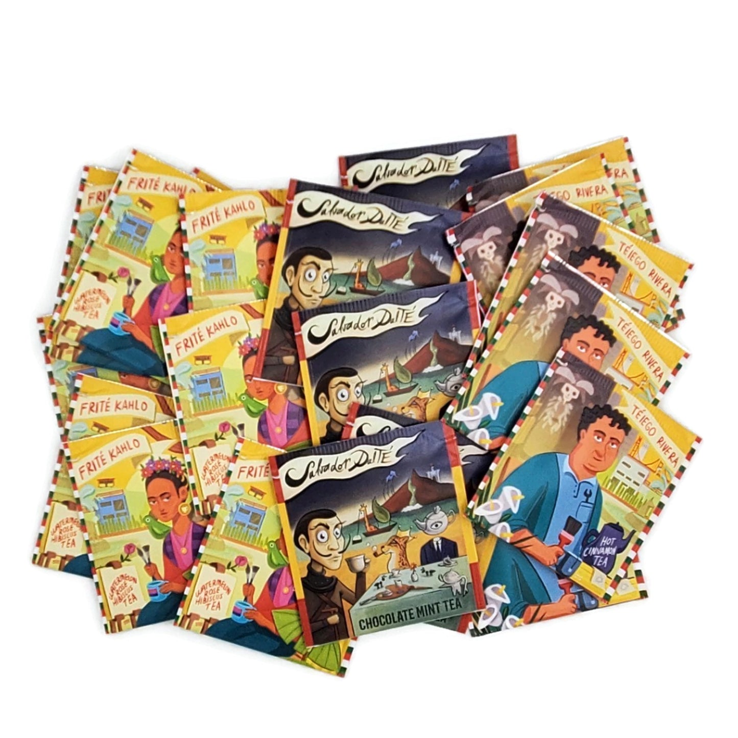 ArTEAists Organic Kosher Tea Sampler: Frida Kahlo, Diego Rivera, Vincnet Van Gogh, Salvador Dali.