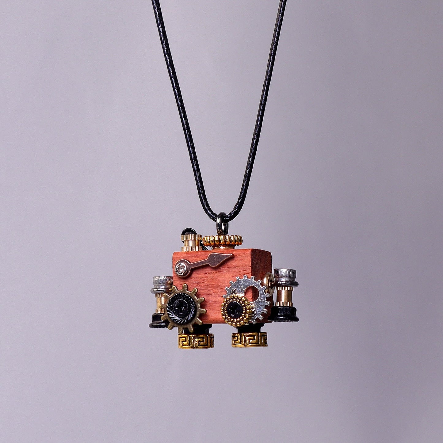 Handcrafted Wooden Bot Necklace, Keychain, or Mini Decor