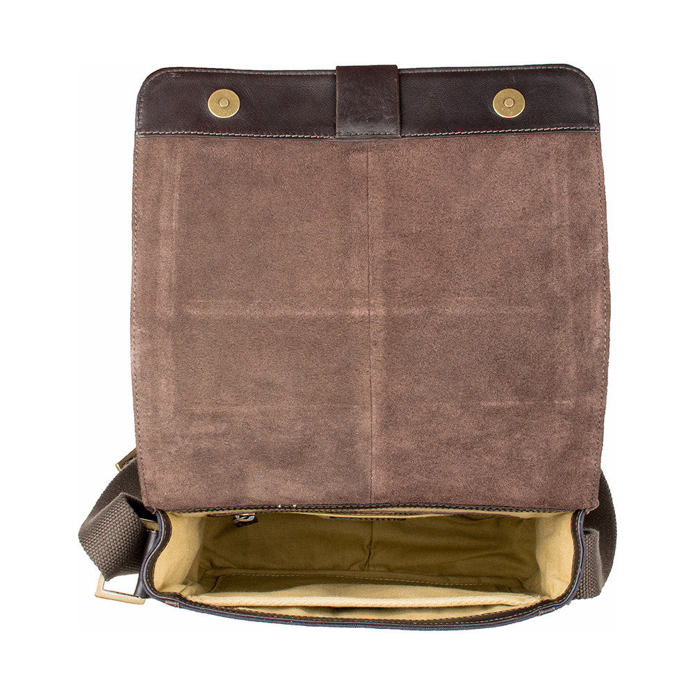 Vegan Leather and Canvas Crossbody Messenger Bag