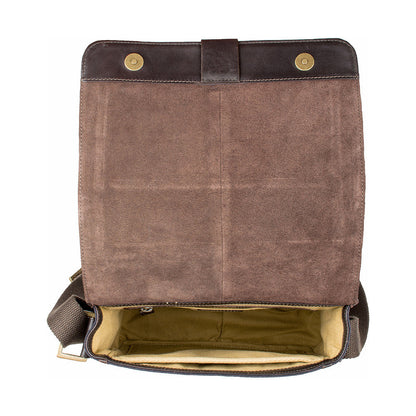 Vegan Leather and Canvas Crossbody Messenger Bag