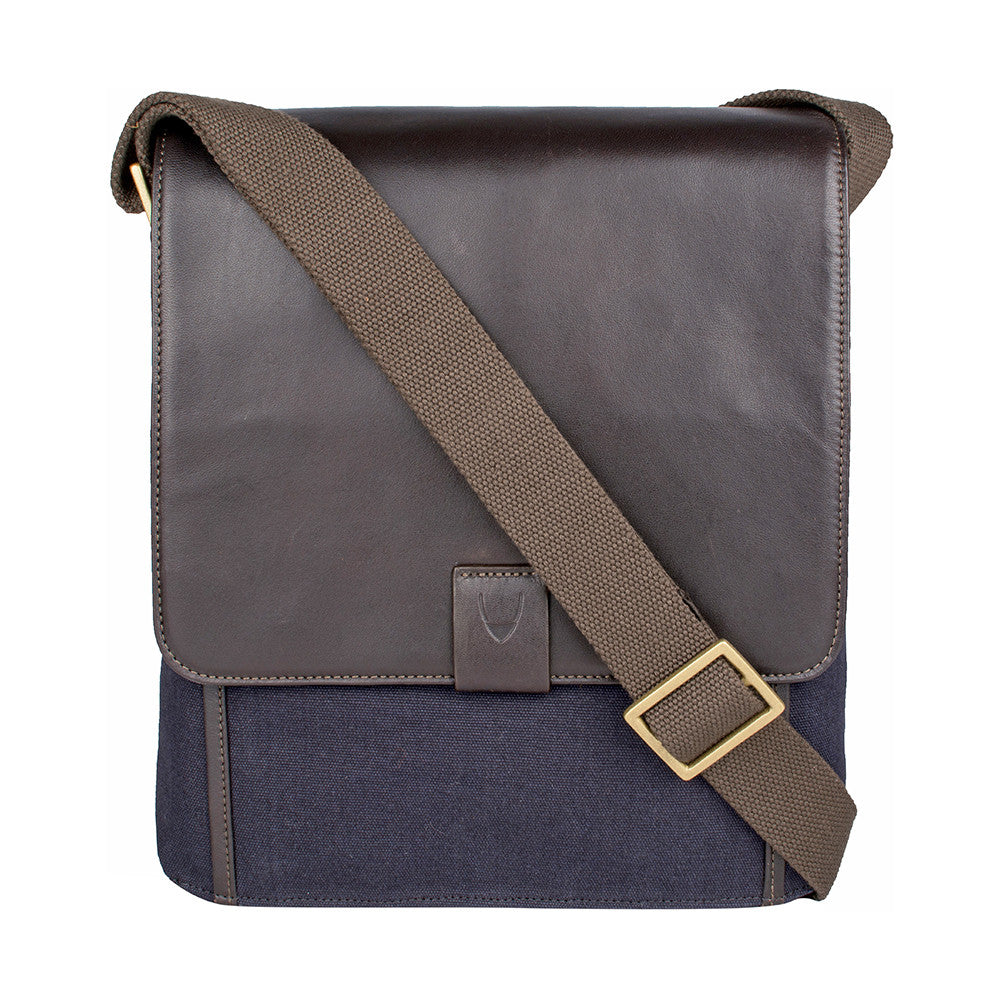 Vegan Leather and Canvas Crossbody Messenger Bag