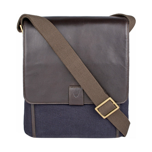 Vegan Leather and Canvas Crossbody Messenger Bag