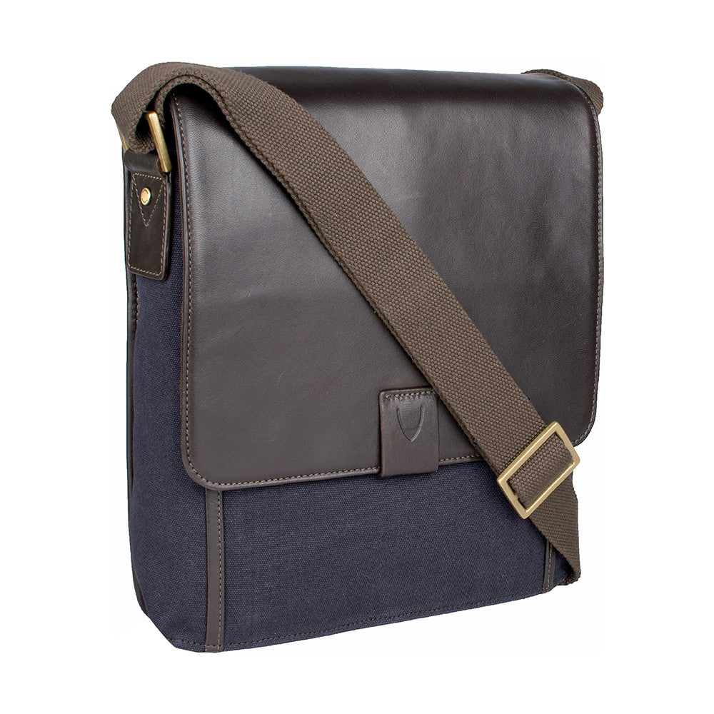Vegan Leather and Canvas Crossbody Messenger Bag