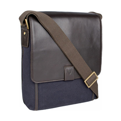 Vegan Leather and Canvas Crossbody Messenger Bag