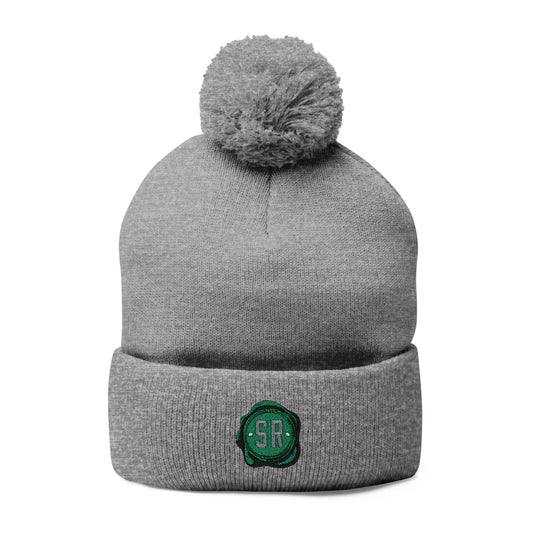 SR Stamped Pom-Pom Knit Cap