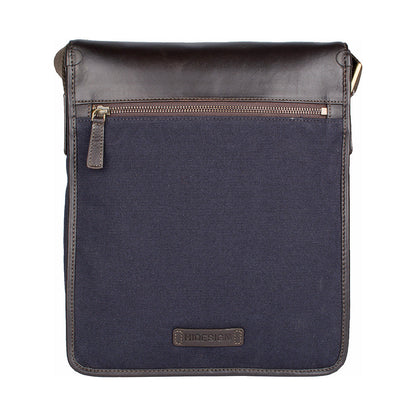 Vegan Leather and Canvas Crossbody Messenger Bag