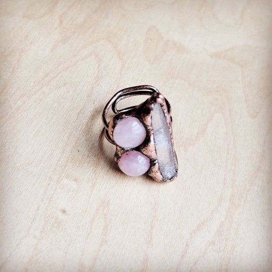 Genuine Rose Quartz Ring in a Copper Setting