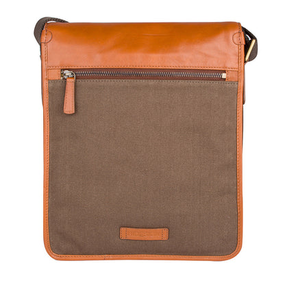Vegan Leather and Canvas Crossbody Messenger Bag