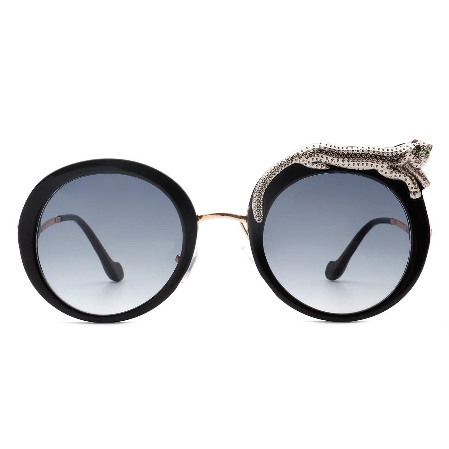 Leopard Detail Oversized Circle Sunglasses