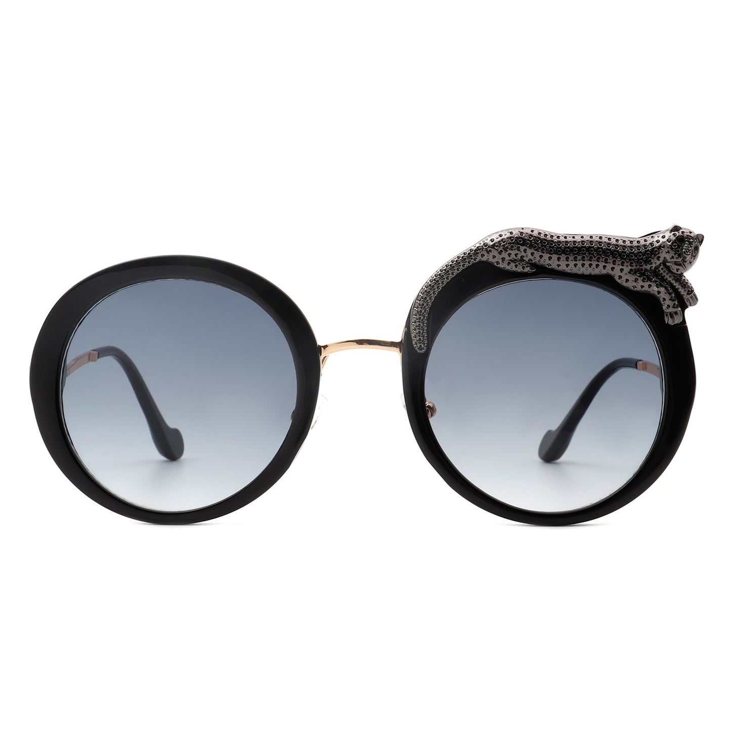 Leopard Detail Oversized Circle Sunglasses
