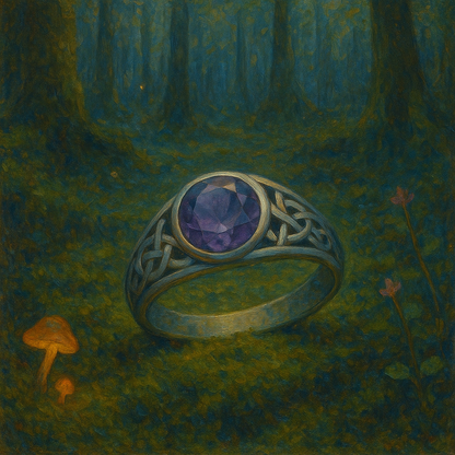 Amethyst Stone Celtic Knot Silver Ring