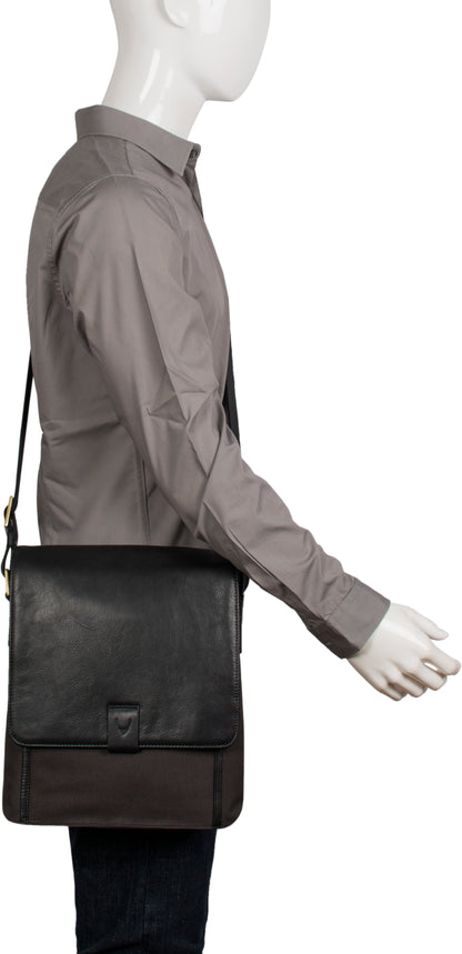 Vegan Leather and Canvas Crossbody Messenger Bag