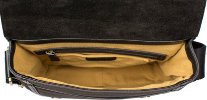 Vegan Leather and Canvas Crossbody Messenger Bag