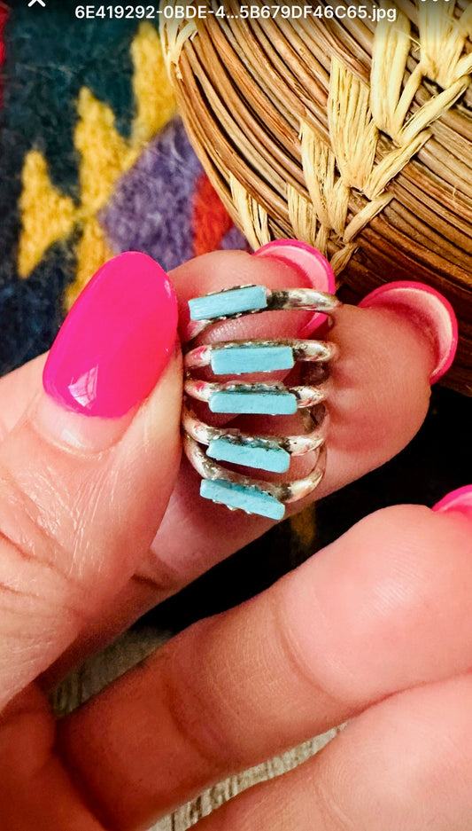 Handcrafted Sterling Silver & Turquoise Ear Cuff