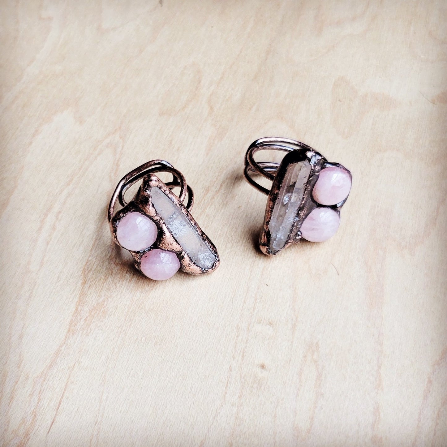 Genuine Rose Quartz Ring in a Copper Setting