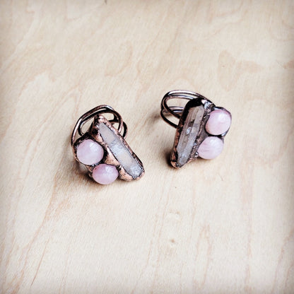 Genuine Rose Quartz Ring in a Copper Setting