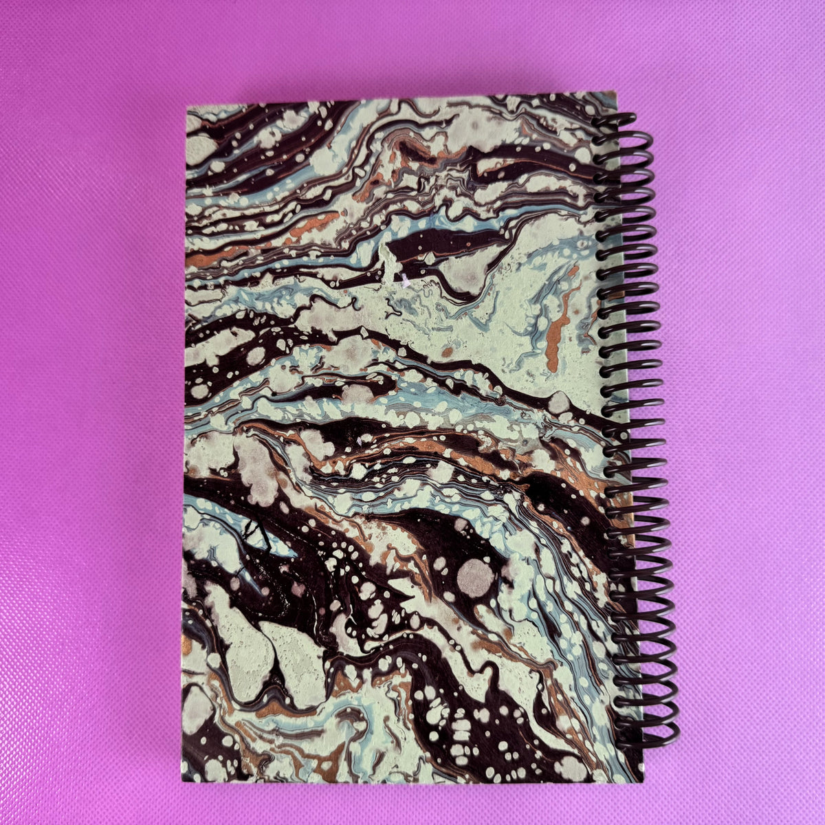 Spiral Bound Brown Paint Splattered Notebook