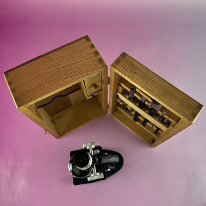 Microscope and Disecting Tools in Wooden Box