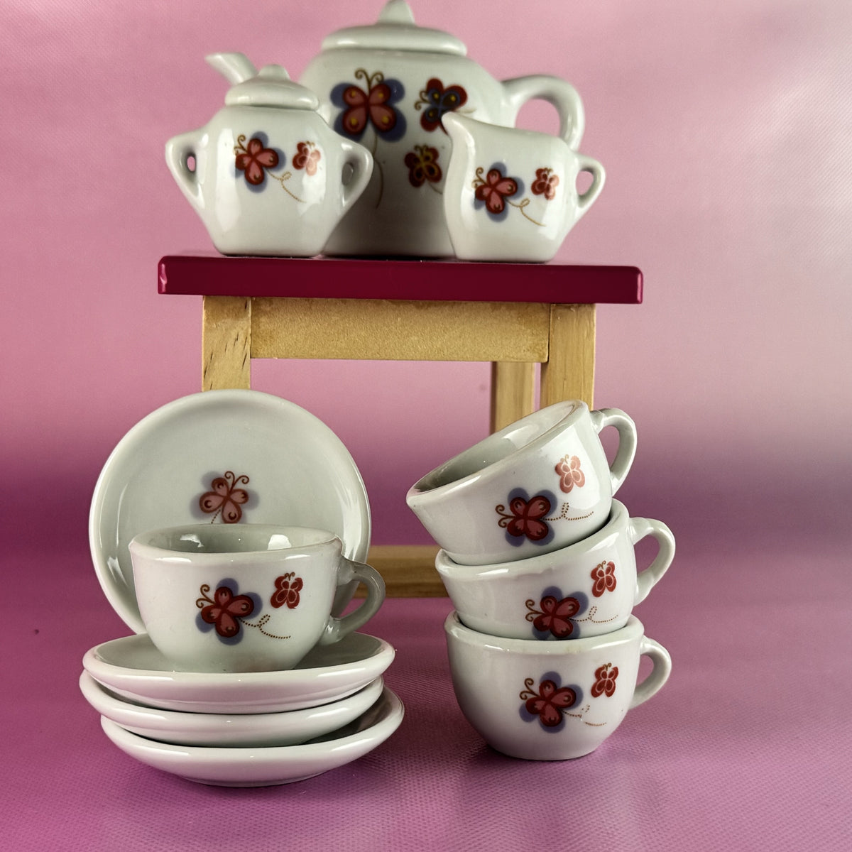 Toy Porcelain Floral Teaset