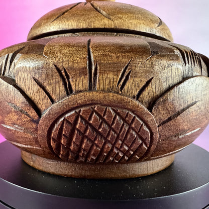 Hand-carved Sunflowers, Wooden, Lidded Trinket Box
