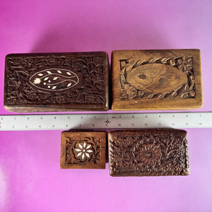 Hand-carved, Rosewood Trinket Boxes