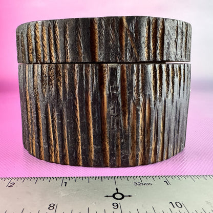 Carved Wooden Cylindrical Lidded Trinket Box