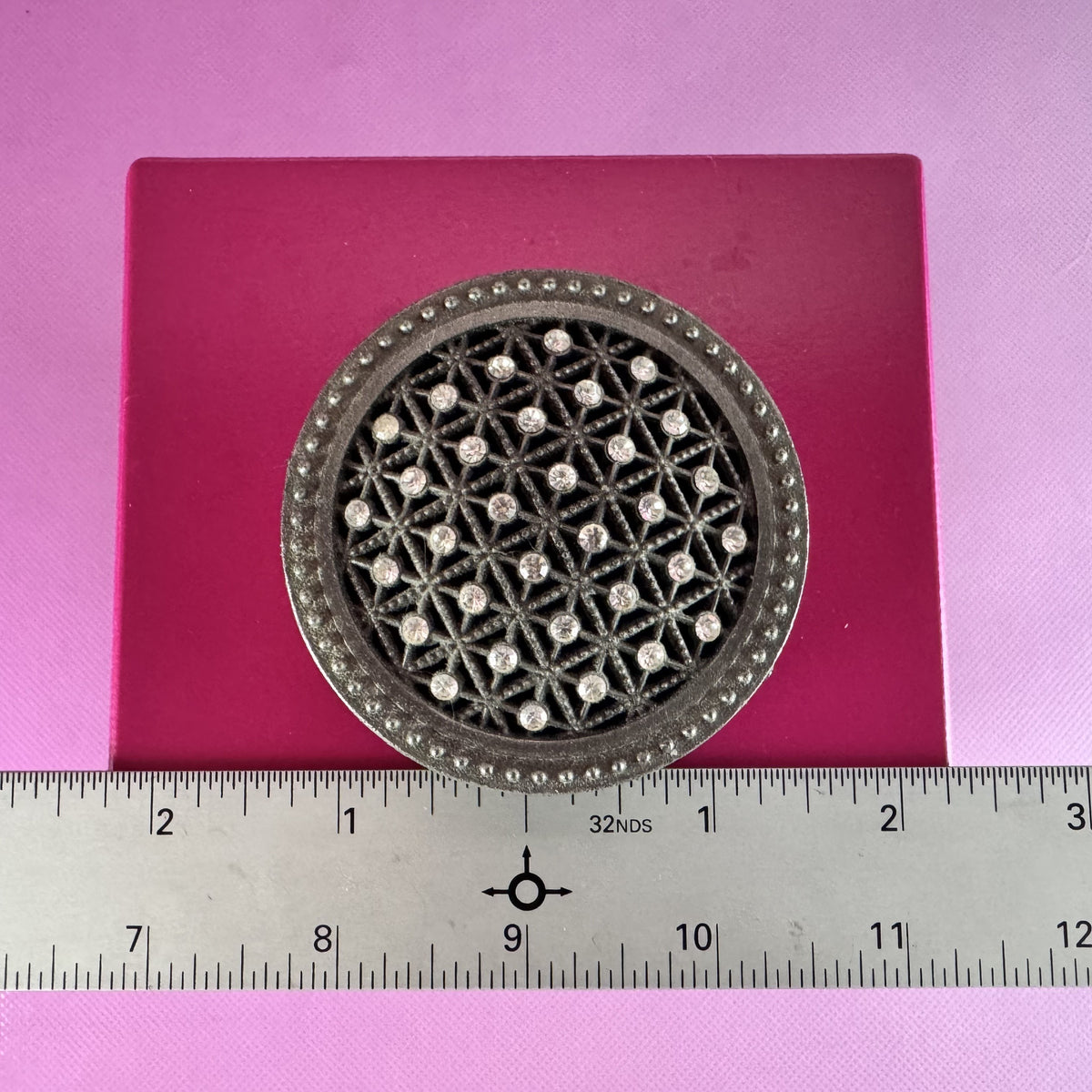 Rhinestone and Pewter Trinket Box