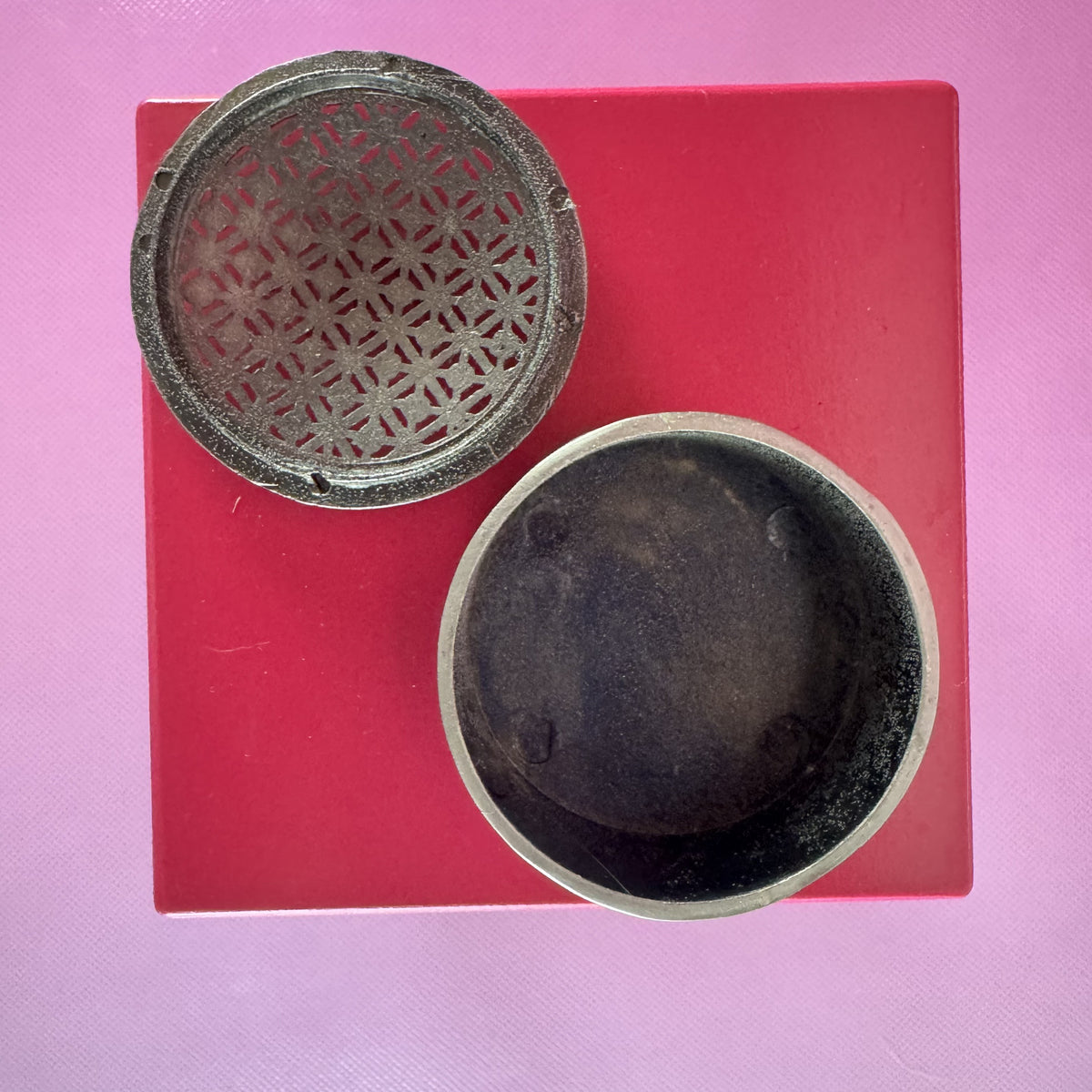 Rhinestone and Pewter Trinket Box