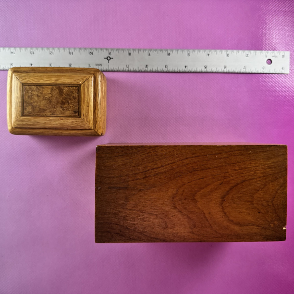 Velvet-lined Pair of Wooden Boxes