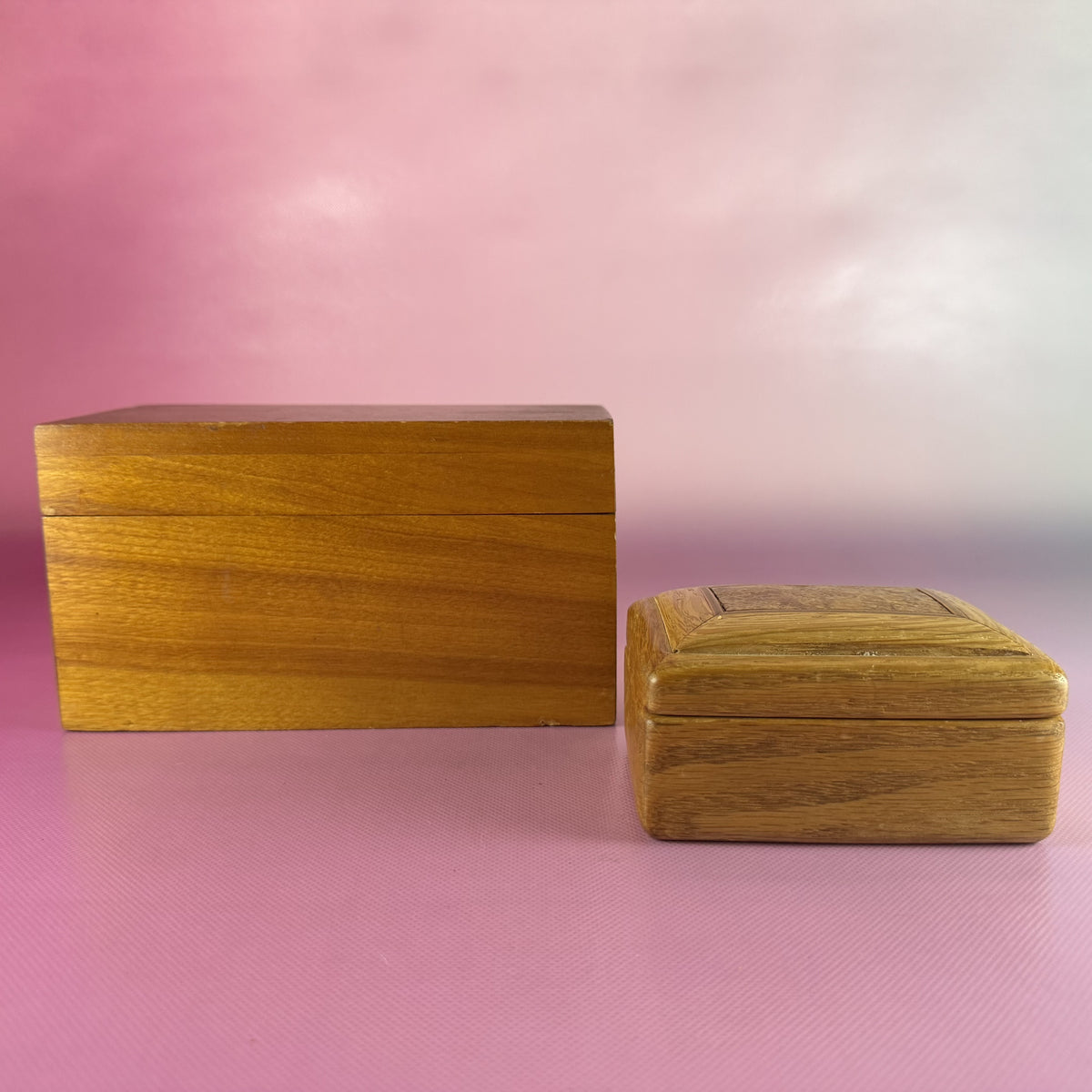 Velvet-lined Pair of Wooden Boxes