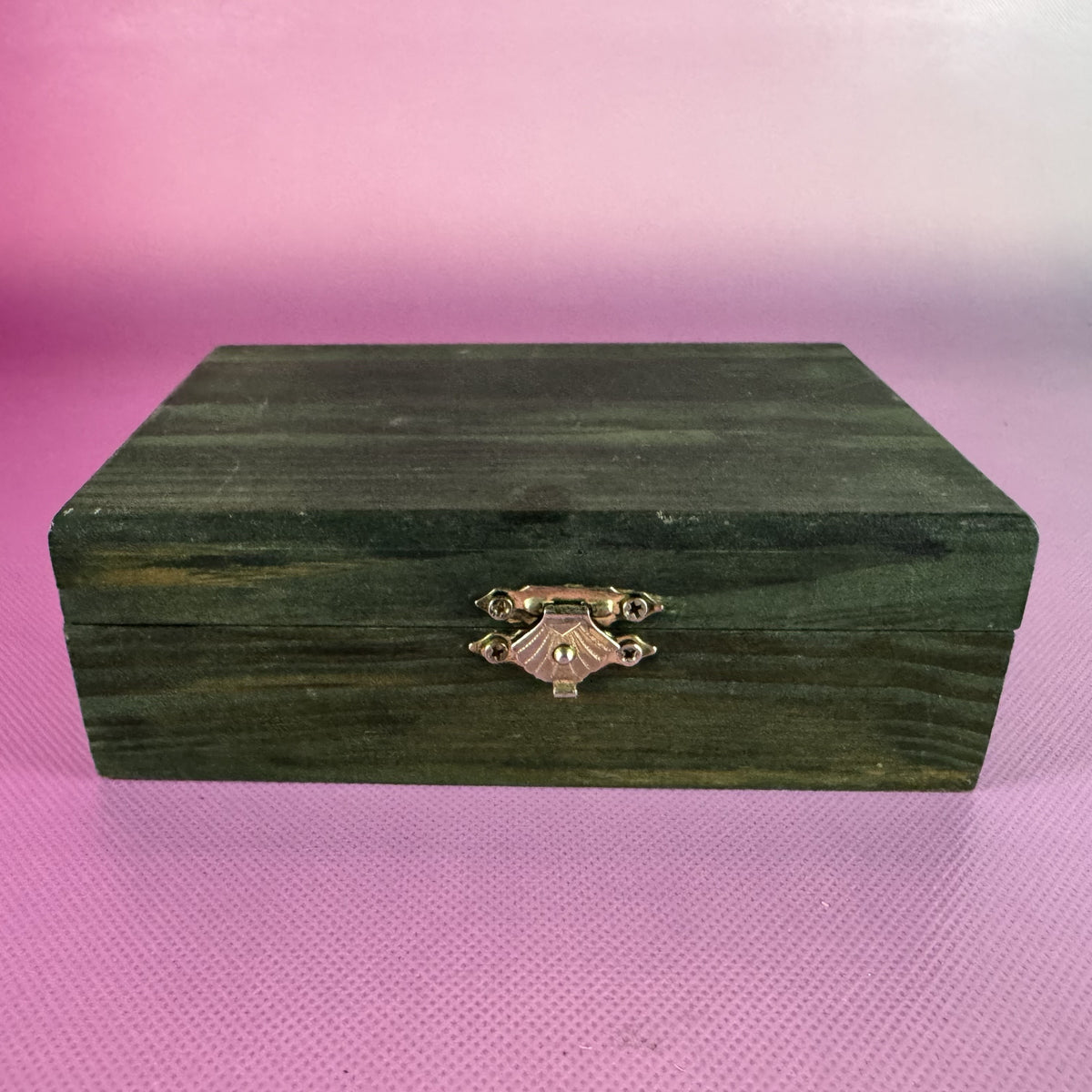 Green Wooden Trinket Box with Clasp